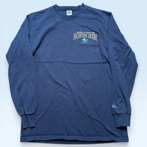 Vintage Notre Dame Fighting Irish Shirt Mens Medium Blue Russell Athletic 90s